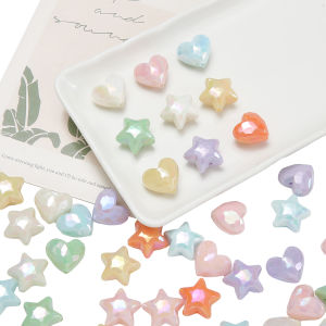 Acrylic AB Plated Colorful Beads Heart Star String Beads Handmade DIY Necklace Bracelet Fashion Accessories Parts