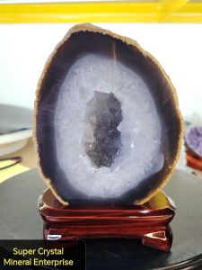 Natural High Grade Brazil Agate Crystal Geode Ornament UAG10