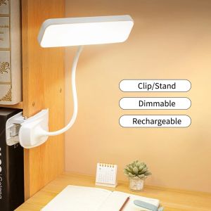 360 ° Clip Type Stepless Dimming LED Table Lamp Rechargeable Bedside Night Lamp for Learning and Reading Eye Protection Lamp