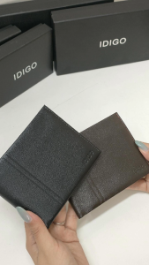 Ví nam da bò cầm tay chữ nhật hoạ tiết đường kẻ dọc IDIGO MW1 - 5059