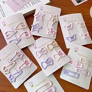 AVVET Jepit Rambut Jepitan Anak Korea Isi 4 Bentuk Lucu Warna Warni Pastel Poni Hair Pin Set Aksesoris Wanita