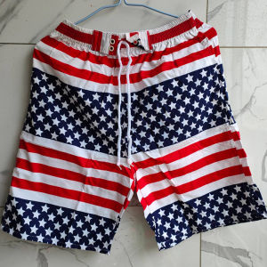 กางเกงขาสั้นชายหาดฤดูร้อนสำหรับผู้ชาย กางเกงขายาวลำลอง ทรงหลวม แห้งเร็ว 5 นิ้ว กางเกงขายาวเอวสูง กางเกงขายาวทรงตรง