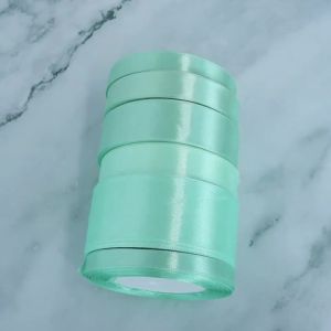 25yards/lot 10/12/15/20/25/38mm Mint Green Satin Ribbons For Flower Gift Wrapping DIY Wedding Party Decor Supplies