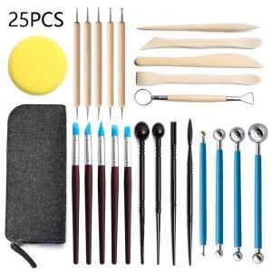 25pcs Clay Tools Sculpting Kit Sculpt Smoothing Wax Carving Pottery Ceramic Polymer Shapers Modeling