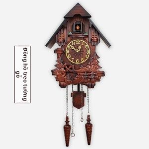 Đồng hồ treo tường Cuckoo điêu khắc thủ công bằng gỗ có nhạc báo giờ 