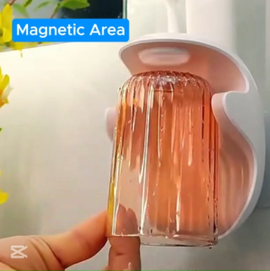 HOMIE Minimalist Magnetic Wall-Mounted Toothbrush Cup Set / Magnet Cups Holder / Bathroom Organizer