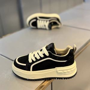 Mens Retro Versatile Low-Top Casual Shoes Increase Height Thick Bottom Black Board Shoes Spring Autumn Season Popular Style