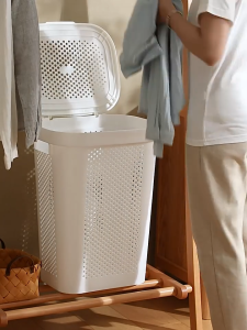 ตะกร้าผ้า 45/60L มีฝาปิด สำหรับเก็บเสื้อผ้า จุได้เยอะ ตะกร้าอเนกประสงค์ เหมาะกับห้องนอนและห้องนั่งเล่น