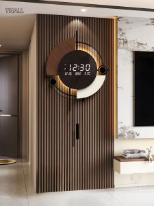 HAOJIUBUJIAN | Luxury Living Room Grid Wall Clock With Digital Perpetual Calendar