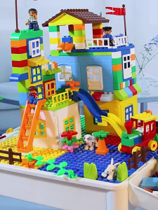 <LazMall> Multifunctional Kids Building Block Table Toy Educational Kindergarten Block Assemble Table With Chair