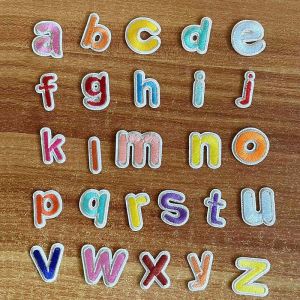 26 Letters A-Z Cartoon Cute Coloured English Alphabet Letter Fabric Embroidery Applique Iron on Patches For Clothing Kids Shirt