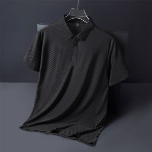 ROMON | Lomond Mens Ice Silk Short Sleeve Polo Shirt Summer Thin Flip Collar T-Shirt Fathers Day Clothing Fashion Urban Business Style