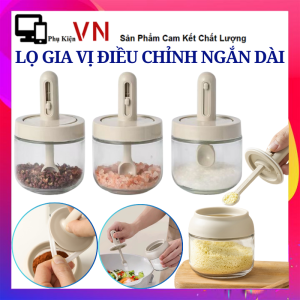 Lọ Gia Vị Có Nắp Đậy Kín Gioăng Cao Su Chống Ẩm Cao Cấp Hũ Đựng Gia Vị Thủy Tinh Kèm Thìa Điều Chỉnh Độ Dài Ngắn Tiện Lợi - Hũ Thủy Tinh Lọ Đựng Gia Vị Kèm Muỗng Thông Minh