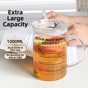 High Borosilicate Glass Large Capacity 1000ml Drinking Cup