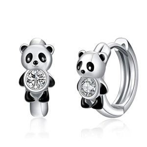 Huitan Creative Footprint Shape Black Enamel Hoop Earrings for Women Silver Color Circle Earrings Fancy Gift Teens Jewelry