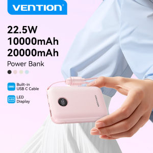 [3C]Vention CCC Certification 20000mAh Built in Cable Mini Power bank PD 22.5W Fast Charging Powerbank 10000mAh with Type C Cable Portable Charger for iPhone 17 16 15 Pro Samsung S24 S23 Xiaom