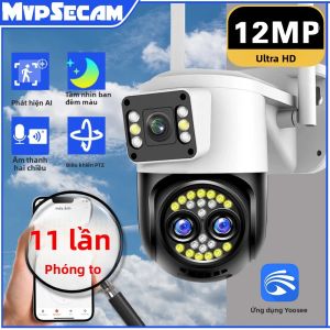Camera Yoosee 12MP WIFI PTZ Zoom Quang 10X Giám Sát Ngoài Trời Không Dây IP CCTV Xoay 360 Độ °   Xem Máy Quay Video HD Ba Ống Kính Màn Hình Kép