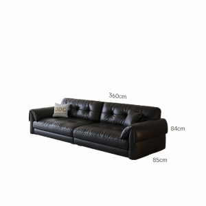 Vintage Black Cloud Genuine Leather Sofa