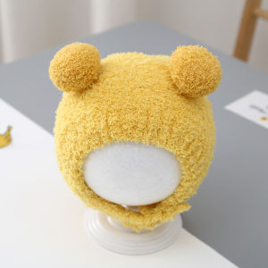 Childrens Knitted Plush Hat Scarf Set Boys Overhead Warm Woolen Cap Baby Gloves Combo Casual Style Winter Collection