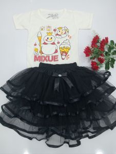 set kaos mixue tutu rempel pita anak perempuan