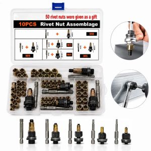 60PCS Head Rivet Nut Tool M3 M4 M5 M6 M8 Rivnut Kit Carbon Steel Rivnut Set Threaded Rivet Nut Kit Manual Riveter Rivnuts Tool