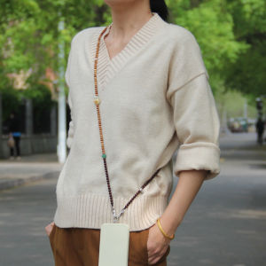 Handmade Long Chinese Style Sandalwood Mobile Phone Chain Crossbody Detachable Anti-Loss Rope Womens Original Design Digital Accessories