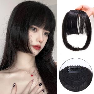 Princess Cut Bangs Cosplay Cute Realistic Hairstyle Triple Cut Aligned Wig Piece Bangs hair Clip In fake Bangs Hair for Women C.three