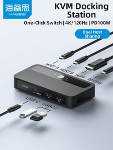 Hagibis | Bộ Gộp KVM USB-C 2-in-1 Hỗ Trợ 4K 120Hz/8K Sạc PD 100W