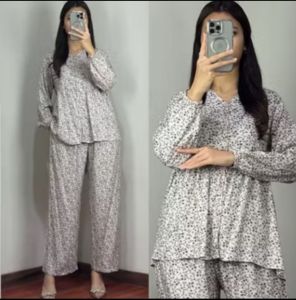 one set Mela baby doll setelan celana wanita dewasa busui bahan rayon twill motif bunga etnik abstrak Viral