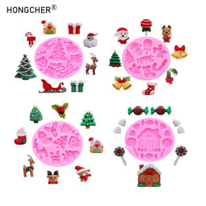 Christmas Series DIY Resin Accessories Drip Resin Molds Christmas Snowman Snow House Chocolate Dessert Decorations Silicone Mold