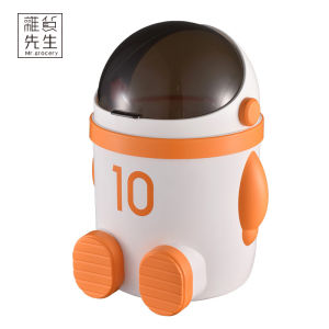 Mr. Grocerys L. PD. Trash Can Home Living Room Bathroom Covered Storage Bucket Plastic Manual Opening Lid Irregular Shape