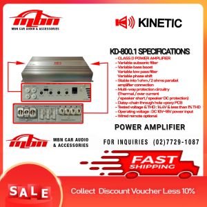 KD-800.1 Mono Amplifier Kinetic 800RMS Output Power / 1600watts Max Power Car Audio System Mono Amplifier for Subwoofer w/ Sub Control