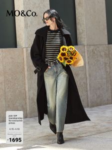 MO&Co. | Wool Double Faced Long Overcoat Detachable Sleeve Loops and Belt