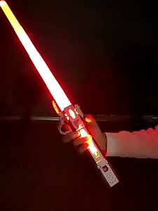 Interstellar Lightsaber 7 Colors Sound Effect Laser Double Sword Toy Props With Sound Gift for Kids 26cm Handle Length 77cm Glowing Stick Length Glow in the Dark Cool Lights Battle Sound Effect