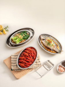 onlycook | Fish & Grill 316L Stainless Steel Oval Plate