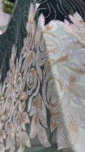 OLEVO | New Nigerian Velvet Beaded Lace Fabric With Sequins 2026 High Quality Lace African Lace Fabric For Wedding Dress French AT2898