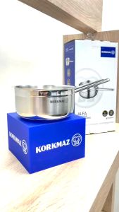 Korkmaz Alfa Stainless Steel Saucepan - 14x7cm Induction Compatible Made in Turkey