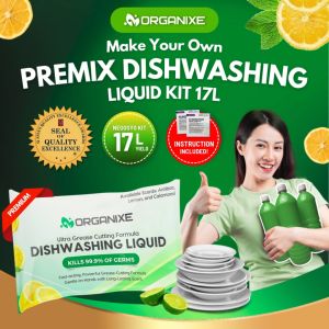 Organixe Premix Dishwashing Liquid Kit 17L Yield Premium Mixture Set for Instant DIY Dish Soap
