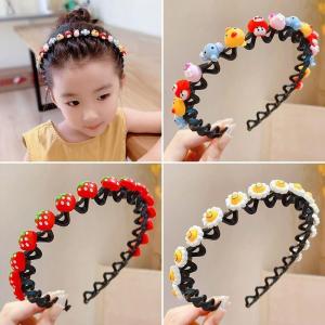 Cartoon Strawberry Childrens Headband Sweet Toothed Non-slip Wavy Hair Band for Kids Fashion Girl Hair Accessories