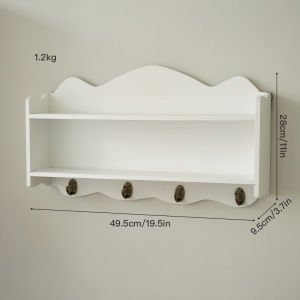 Kitchen Wall Mounted Shelf With Hooks For Cup Storage And Utensils Organization