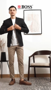 BOSS Jas Blazer Casual NS Slim Fit Hitam