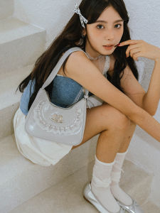 Ruffle Underarm Bag Ballet Style Quirky Design Single Shoulder Crescent Dumpling Crossbody Bag for Young Girls And Women