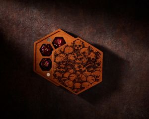 The Skull Dice Box CHERRY WOOD | Premium DnD Dice Box | D&D Dice Box | Dice Vault | Dice Storage Tray for MTG RPG Gaming
