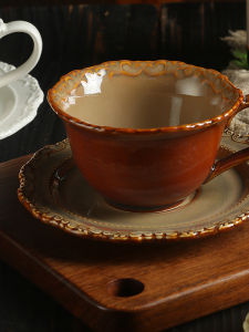 ชุดแก้วกาแฟเซรามิกสไตล์ย้อนยุค ชุดแก้วกาแฟสไตล์ยุโรป แก้วกาแฟลายมือปั่น ชุดเครื่องดื่มกาแฟ ชุดเครื่องดื่มกาแฟแบบย้อนยุค