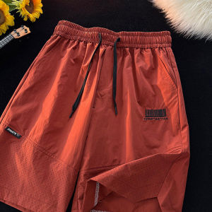 กางเกงขาสั้นตาข่ายสีเขียวทหารสำหรับผู้ชาย กางเกงขายาวทรงหลวมเอวกลาง ผ้าไหมน้ำแข็ง ระบายอากาศได้ดี ทรงสปอร์ต ทรงลำลอง 5 ชิ้น