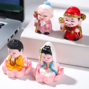 Mascot Car Ornament Cute Buddha Guanyin Land Father-in-law God of Wealth Resin Ornament Bring in Wealth and Treasure