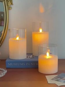 Acrylic LED Flameless Electric Candle Light Smokeless Battery Candle Kotak Hadiah Raya Decor 无烟电子蜡烛 求婚生日