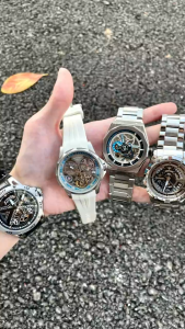 BONEST GATTI Mens 45mm Earth Round Dial Skeleton Business Sports Luminous Waterproof Wristwatch