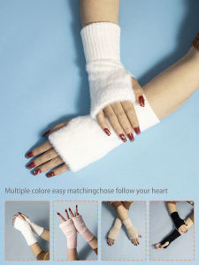 Womens Soft Warm Fingerless Gloves with Elastic Wrist Touchscreen Compatible Winter Hand Warmer Office & Study Essentials