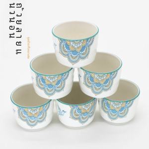 Mandala ถ้วยชาเซรามิคแนวนอน < Ne1> 155ml ชามชาผู้ใหญ่ถ้วยดื่มใช้ในบ้าน Teaware ยุโรปสไตล์เครื่องครัวรับประทานอาหาร